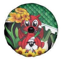 Saint David's Day Spare Tire Cover Green Welsh Dragon Daffodil Sheep Leak - Wonder Print Shop