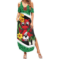 Saint David's Day Personalized Summer Maxi Dress Green Welsh Dragon Daffodil Sheep Leak - Wonder Print Shop