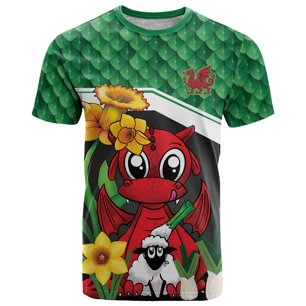Saint David's Day Personalized T Shirt Green Welsh Dragon Daffodil Sheep Leak - Wonder Print Shop