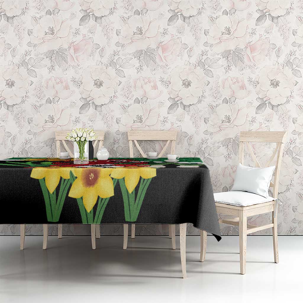Saint David's Day Tablecloth Green Welsh Dragon Daffodil Sheep Leak - Wonder Print Shop