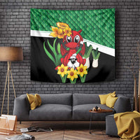 Saint David's Day Tapestry Green Welsh Dragon Daffodil Sheep Leak - Wonder Print Shop
