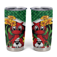 Saint David's Day Personalized Tumbler Cup Green Welsh Dragon Daffodil Sheep Leak - Wonder Print Shop