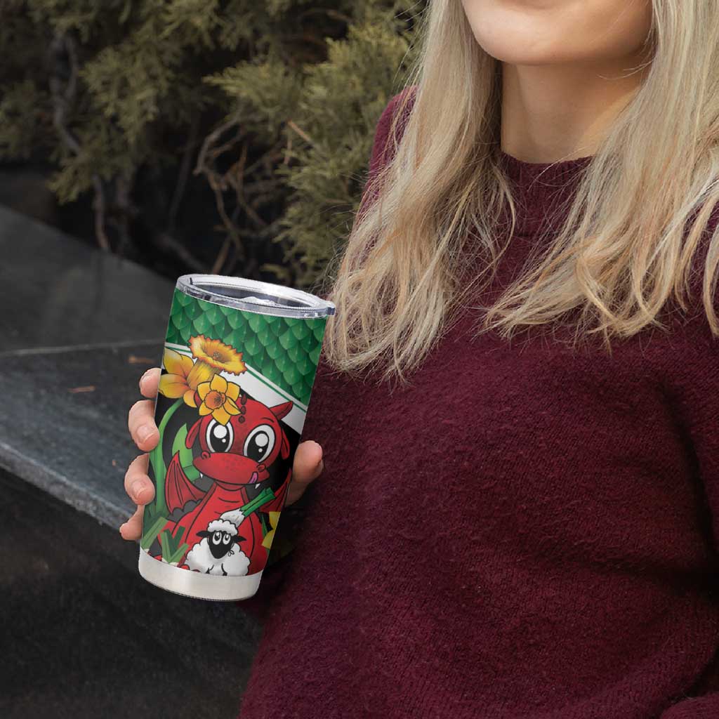 Saint David's Day Personalized Tumbler Cup Green Welsh Dragon Daffodil Sheep Leak - Wonder Print Shop