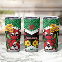 Saint David's Day Personalized Tumbler Cup Green Welsh Dragon Daffodil Sheep Leak - Wonder Print Shop