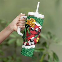 Saint David's Day Personalized Tumbler With Handle Green Welsh Dragon Daffodil Sheep Leak - Wonder Print Shop