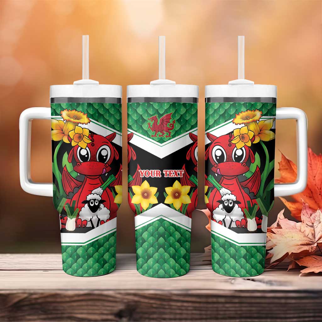 Saint David's Day Personalized Tumbler With Handle Green Welsh Dragon Daffodil Sheep Leak - Wonder Print Shop