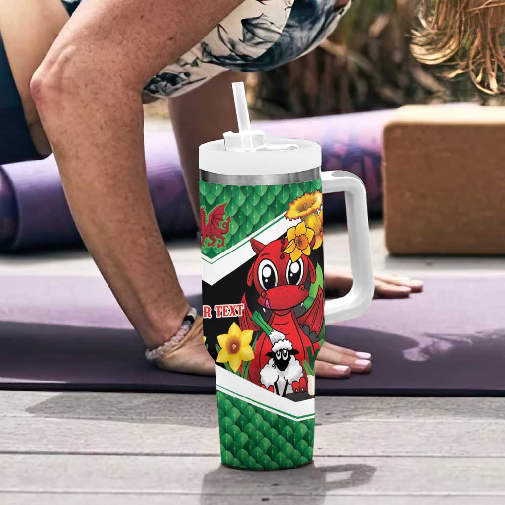 Saint David's Day Personalized Tumbler With Handle Green Welsh Dragon Daffodil Sheep Leak - Wonder Print Shop
