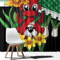 Saint David's Day Window Curtain Green Welsh Dragon Daffodil Sheep Leak - Wonder Print Shop