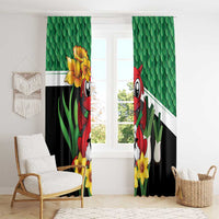 Saint David's Day Window Curtain Green Welsh Dragon Daffodil Sheep Leak - Wonder Print Shop