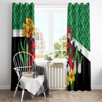 Saint David's Day Window Curtain Green Welsh Dragon Daffodil Sheep Leak - Wonder Print Shop