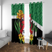 Saint David's Day Window Curtain Green Welsh Dragon Daffodil Sheep Leak - Wonder Print Shop