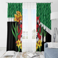 Saint David's Day Window Curtain Green Welsh Dragon Daffodil Sheep Leak - Wonder Print Shop