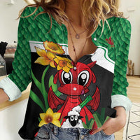 Saint David's Day Personalized Women Casual Shirt Green Welsh Dragon Daffodil Sheep Leak - Wonder Print Shop