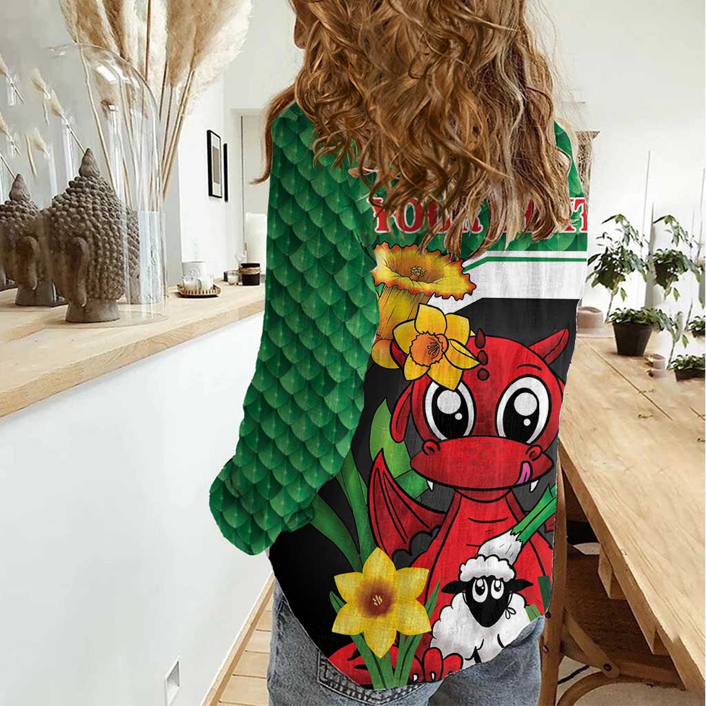 Saint David's Day Personalized Women Casual Shirt Green Welsh Dragon Daffodil Sheep Leak - Wonder Print Shop