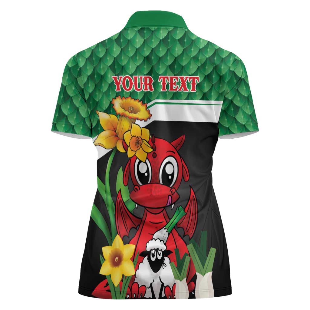 Saint David's Day Personalized Women Polo Shirt Green Welsh Dragon Daffodil Sheep Leak - Wonder Print Shop