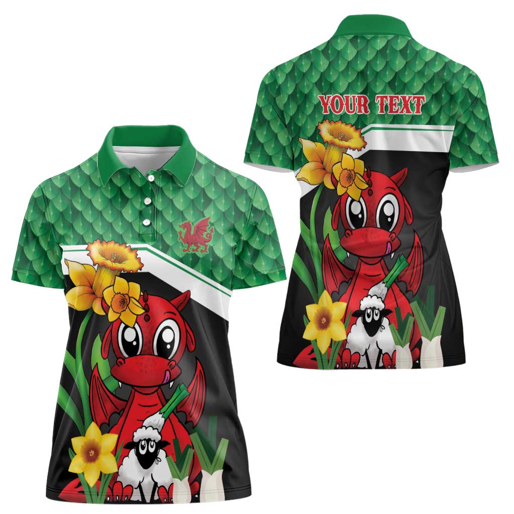 Saint David's Day Personalized Women Polo Shirt Green Welsh Dragon Daffodil Sheep Leak - Wonder Print Shop