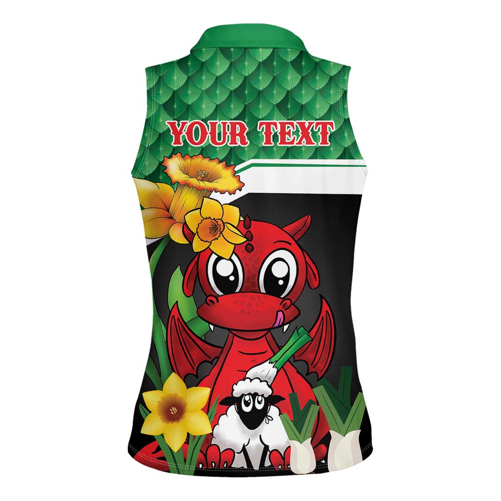 Saint David's Day Personalized Women Sleeveless Polo Shirt Green Welsh Dragon Daffodil Sheep Leak - Wonder Print Shop
