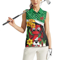 Saint David's Day Personalized Women Sleeveless Polo Shirt Green Welsh Dragon Daffodil Sheep Leak - Wonder Print Shop