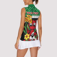 Saint David's Day Personalized Women Sleeveless Polo Shirt Green Welsh Dragon Daffodil Sheep Leak - Wonder Print Shop