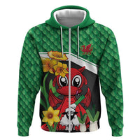 Saint David's Day Personalized Zip Hoodie Green Welsh Dragon Daffodil Sheep Leak - Wonder Print Shop