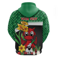 Saint David's Day Personalized Zip Hoodie Green Welsh Dragon Daffodil Sheep Leak - Wonder Print Shop