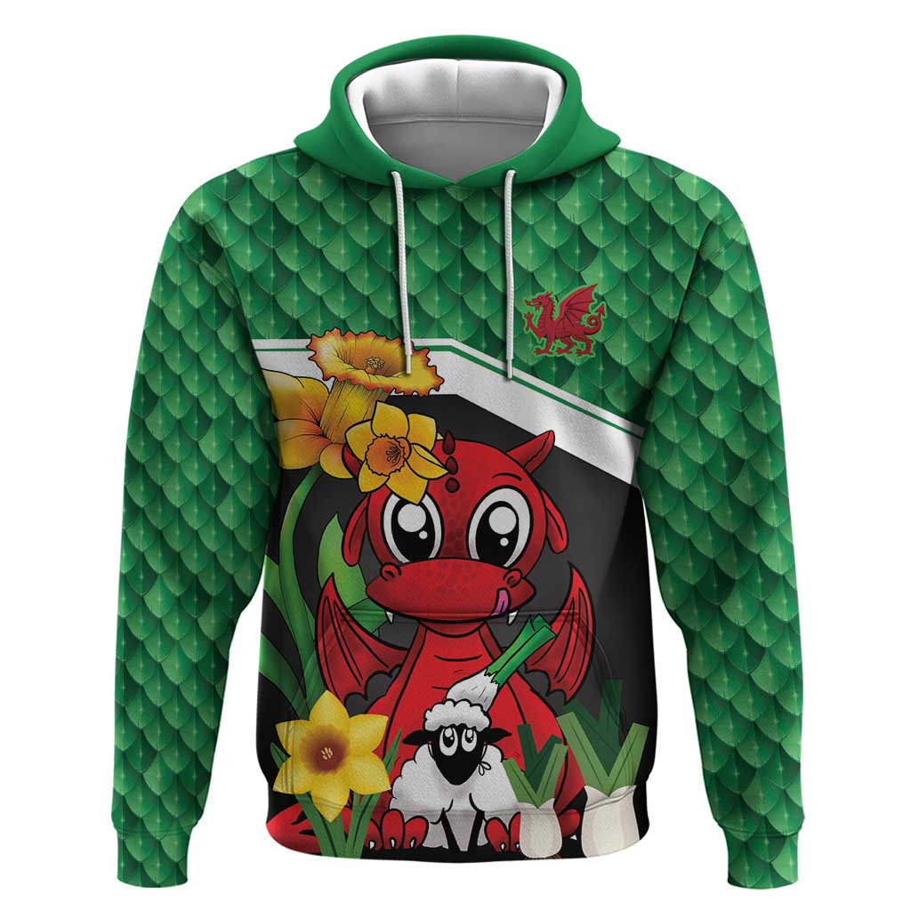 Saint David's Day Personalized Zip Hoodie Green Welsh Dragon Daffodil Sheep Leak - Wonder Print Shop