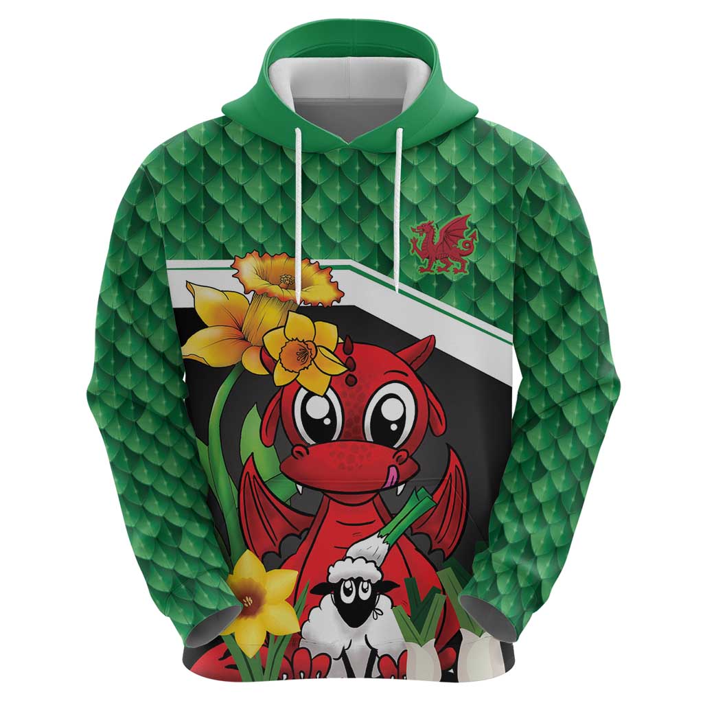 Saint David's Day Personalized Zip Hoodie Green Welsh Dragon Daffodil Sheep Leak - Wonder Print Shop