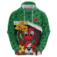 Saint David's Day Personalized Zip Hoodie Green Welsh Dragon Daffodil Sheep Leak - Wonder Print Shop
