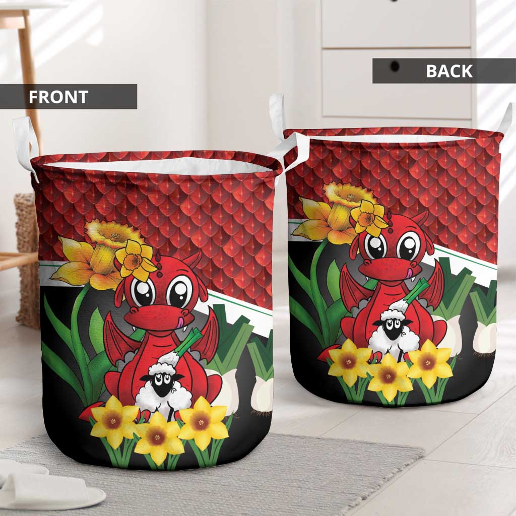 Saint David's Day Laundry Basket Red Welsh Dragon Daffodil Sheep Leak - Wonder Print Shop