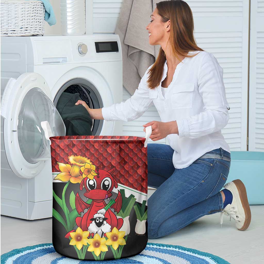 Saint David's Day Laundry Basket Red Welsh Dragon Daffodil Sheep Leak - Wonder Print Shop