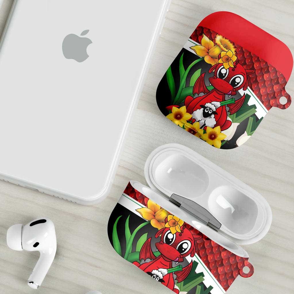 Saint David's Day AirPods Case Red Welsh Dragon Daffodil Sheep Leak - Wonder Print Shop