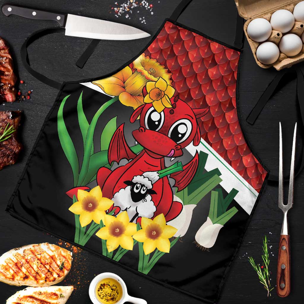 Saint David's Day Apron Red Welsh Dragon Daffodil Sheep Leak - Wonder Print Shop