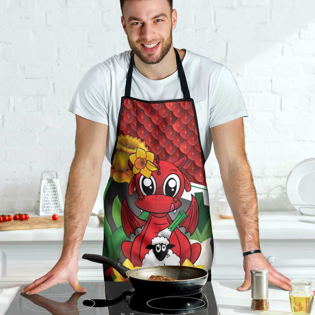 Saint David's Day Apron Red Welsh Dragon Daffodil Sheep Leak - Wonder Print Shop
