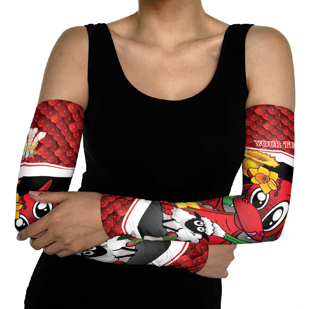 Saint David's Day Personalized Arm Sleeves Red Welsh Dragon Daffodil Sheep Leak - Wonder Print Shop
