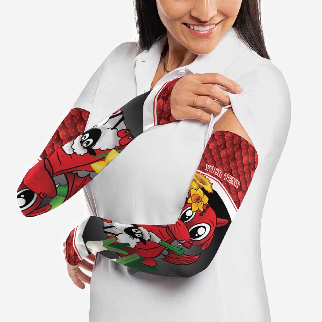 Saint David's Day Personalized Arm Sleeves Red Welsh Dragon Daffodil Sheep Leak - Wonder Print Shop