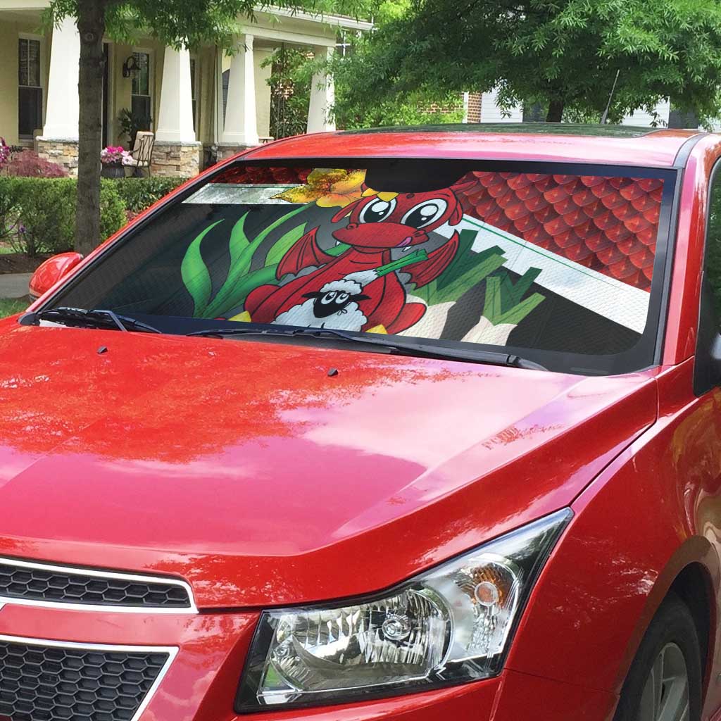 Saint David's Day Auto Sun Shade Red Welsh Dragon Daffodil Sheep Leak - Wonder Print Shop