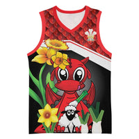 Saint David's Day Personalized Basketball Jersey Red Welsh Dragon Daffodil Sheep Leak - Wonder Print Shop