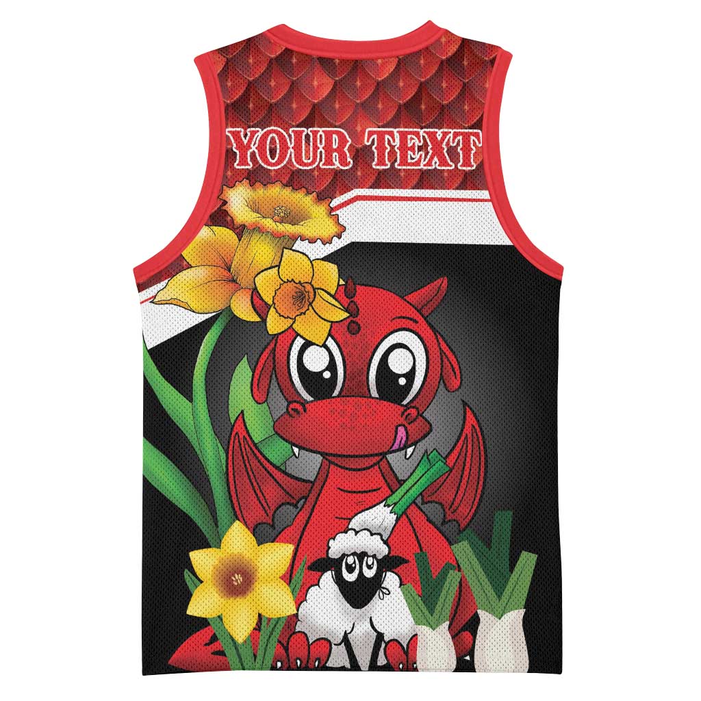 Saint David's Day Personalized Basketball Jersey Red Welsh Dragon Daffodil Sheep Leak - Wonder Print Shop