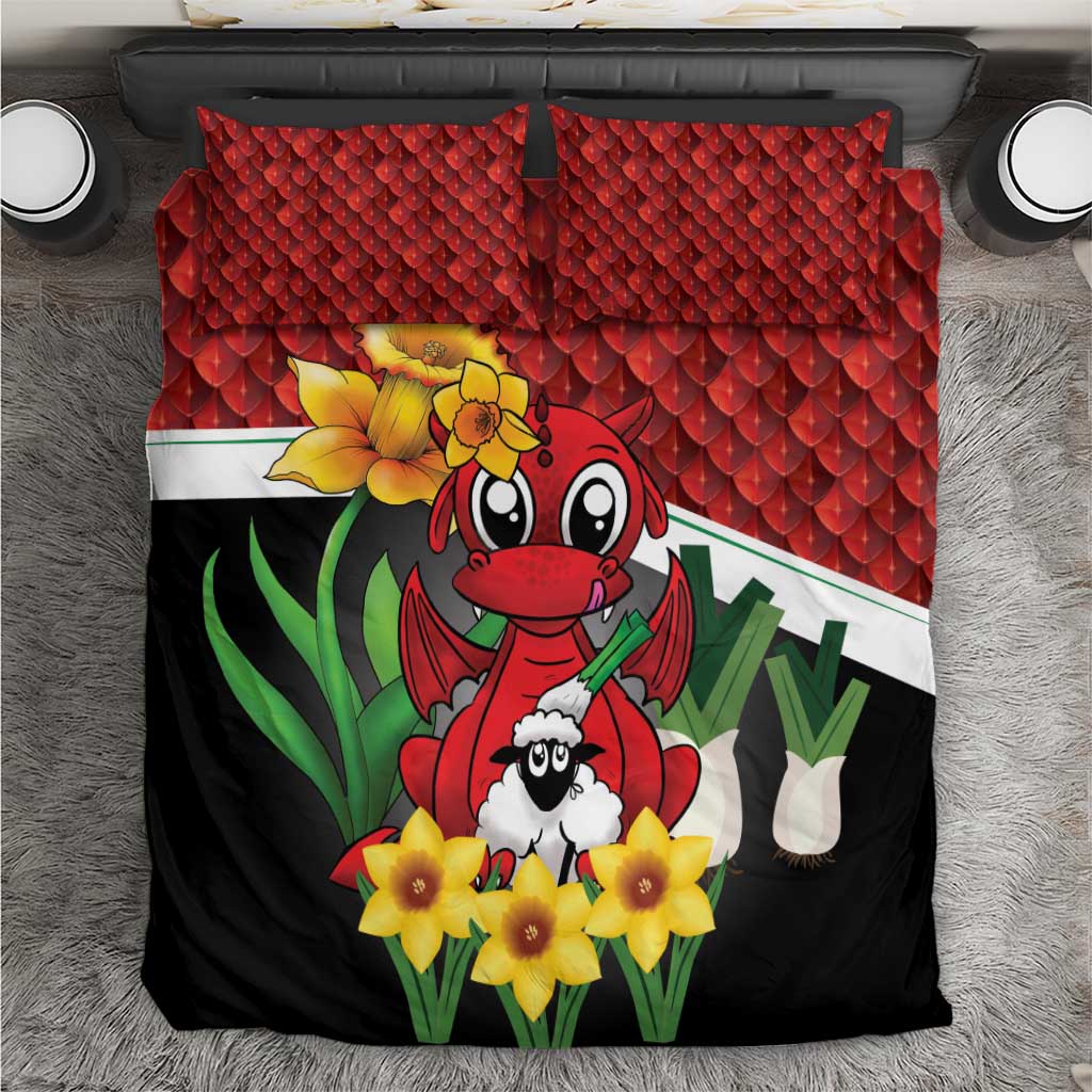 Saint David's Day Bedding Set Red Welsh Dragon Daffodil Sheep Leak - Wonder Print Shop