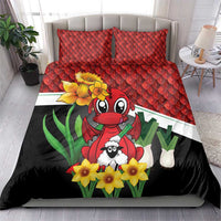 Saint David's Day Bedding Set Red Welsh Dragon Daffodil Sheep Leak - Wonder Print Shop