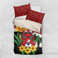 Saint David's Day Bedding Set Red Welsh Dragon Daffodil Sheep Leak - Wonder Print Shop