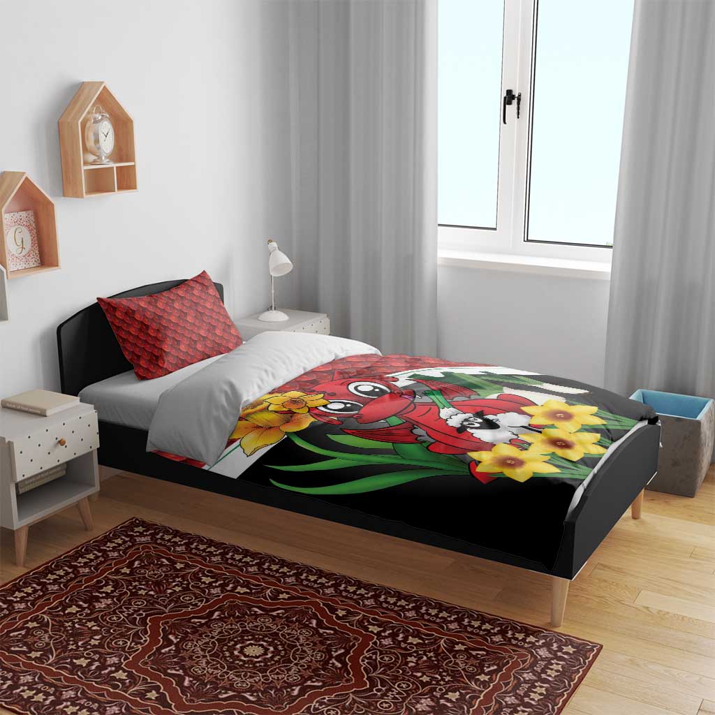 Saint David's Day Bedding Set Red Welsh Dragon Daffodil Sheep Leak - Wonder Print Shop