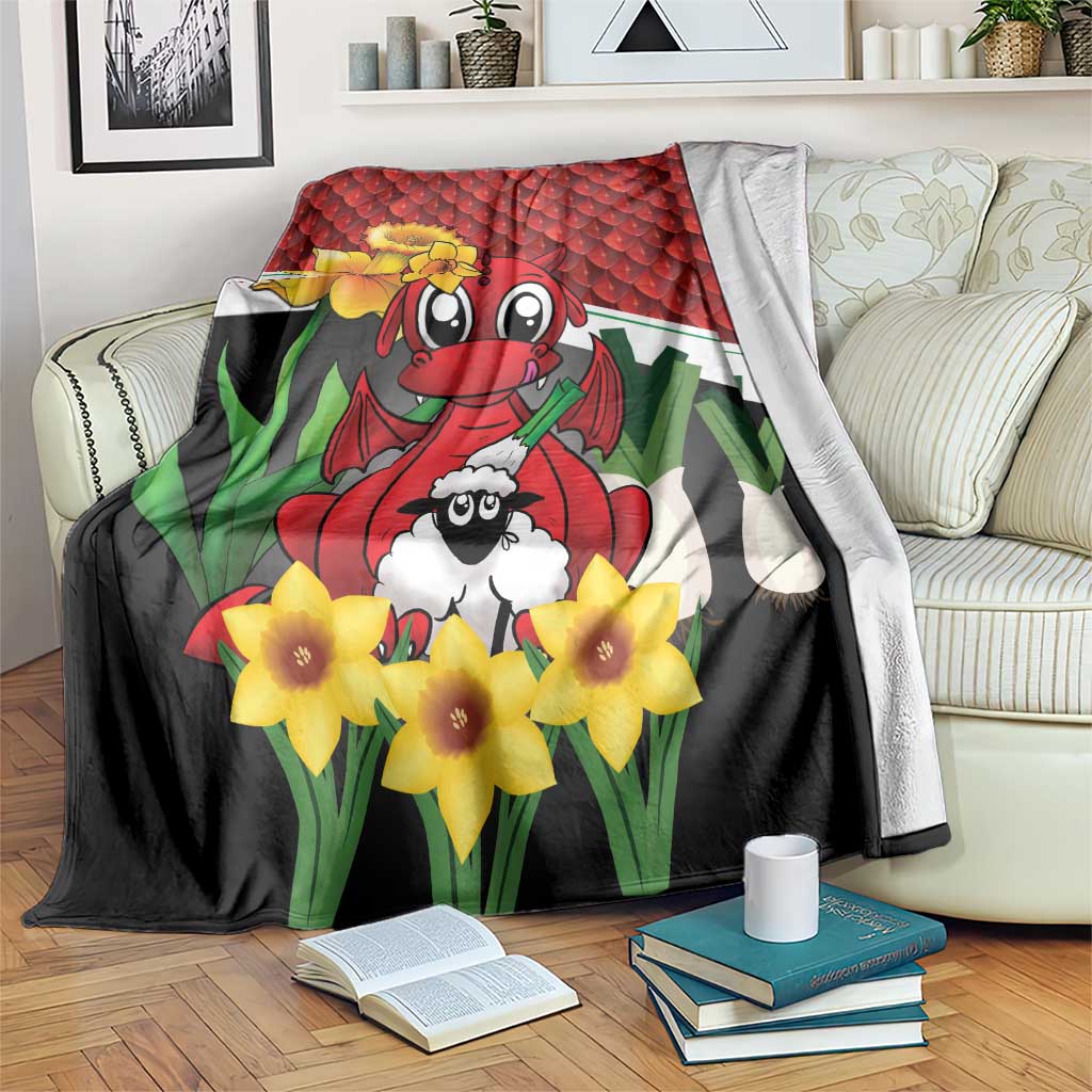Saint David's Day Blanket Red Welsh Dragon Daffodil Sheep Leak - Wonder Print Shop