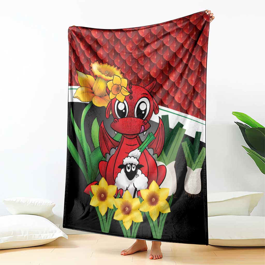 Saint David's Day Blanket Red Welsh Dragon Daffodil Sheep Leak - Wonder Print Shop