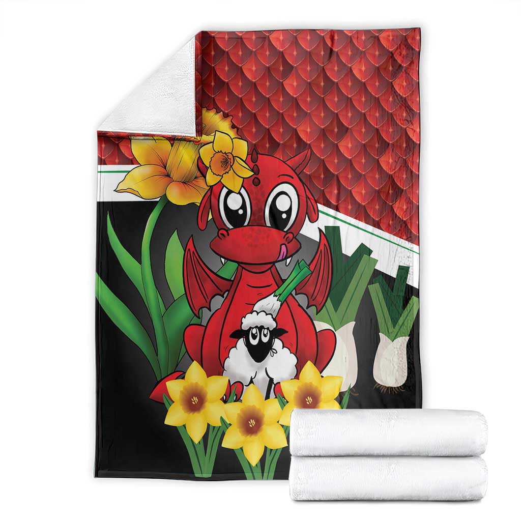 Saint David's Day Blanket Red Welsh Dragon Daffodil Sheep Leak - Wonder Print Shop