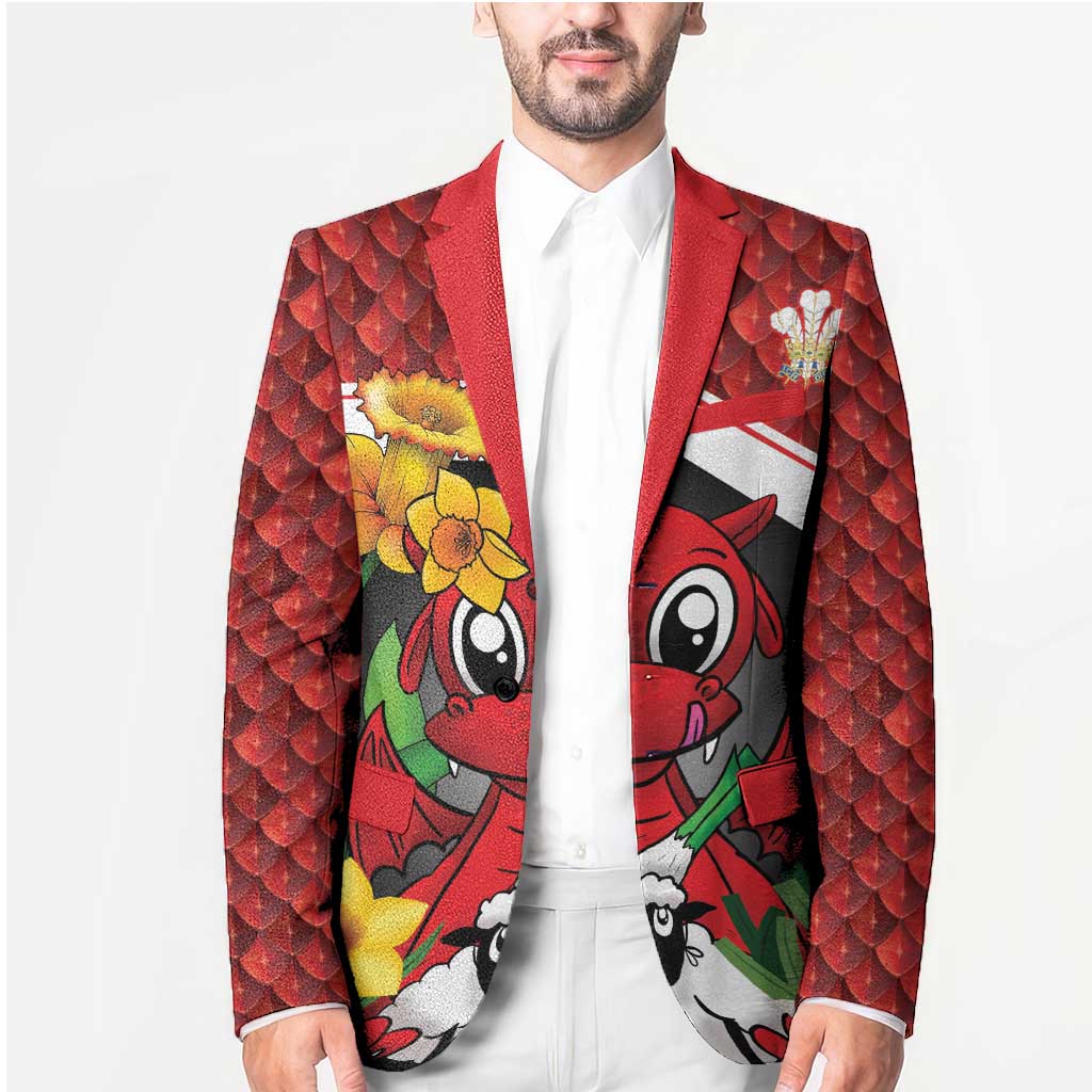 Saint David's Day Personalized Blazer Red Welsh Dragon Daffodil Sheep Leak - Wonder Print Shop