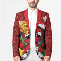 Saint David's Day Personalized Blazer Red Welsh Dragon Daffodil Sheep Leak - Wonder Print Shop
