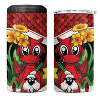 Saint David's Day Personalized 4 in 1 Can Cooler Tumbler Red Welsh Dragon Daffodil Sheep Leak - Wonder Print Shop