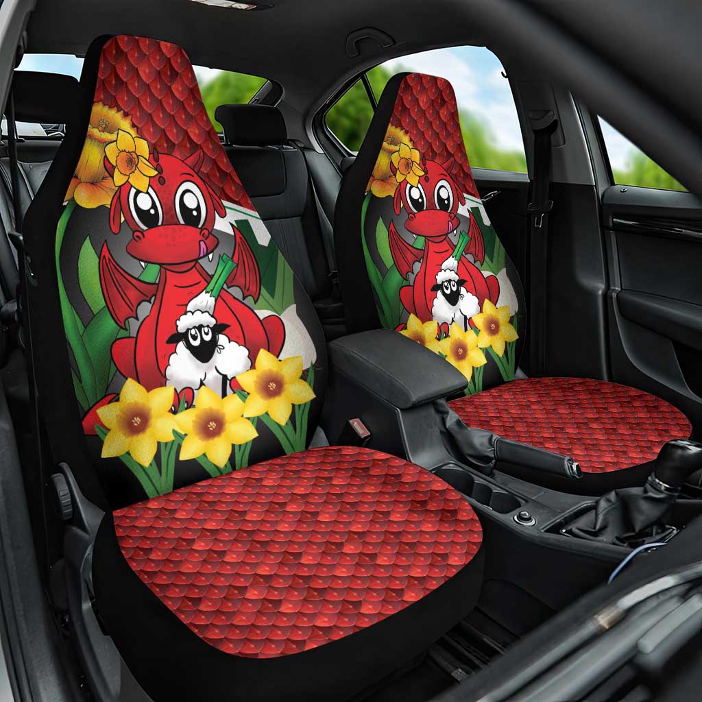 Saint David's Day Car Seat Cover Red Welsh Dragon Daffodil Sheep Leak - Wonder Print Shop