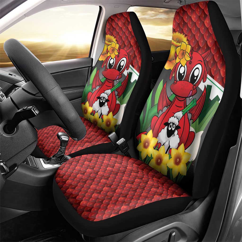 Saint David's Day Car Seat Cover Red Welsh Dragon Daffodil Sheep Leak - Wonder Print Shop